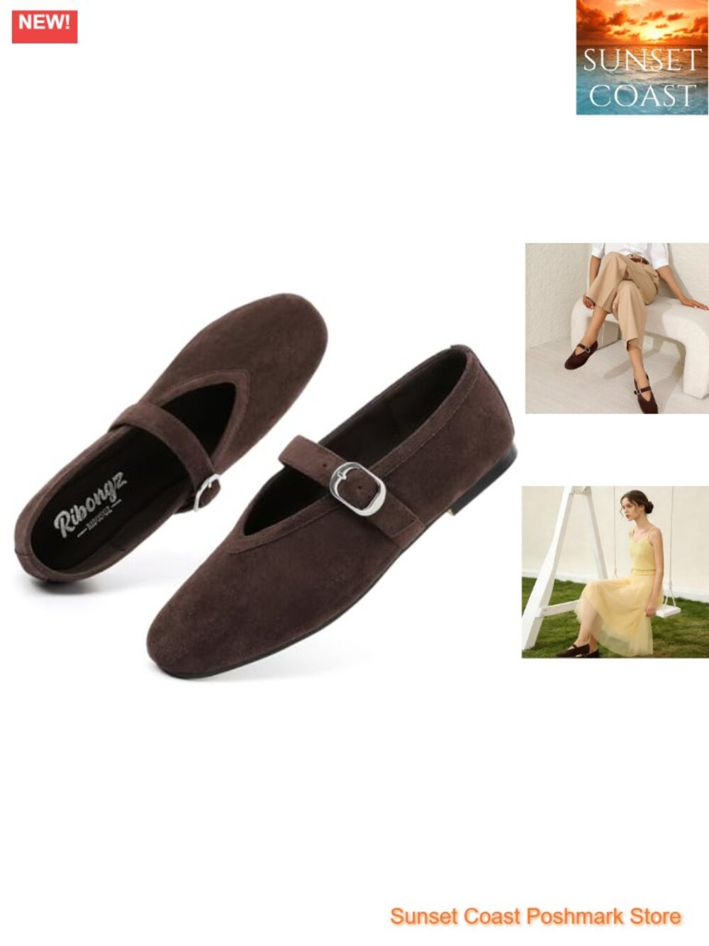 Suede Mary Jane Ballet Flats Foldable Slip-On Dress Shoes